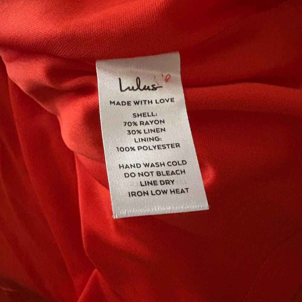 NWT Lulu's Sunny Personality Button Front Sundress Orange Linen Blend Large - Picture 7 of 7